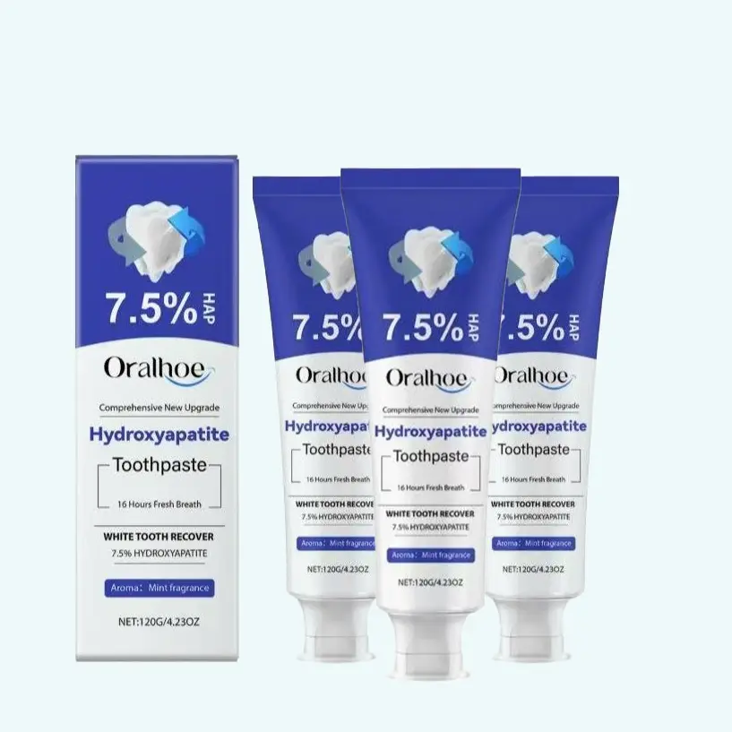 7.5% Hydroxyapatite Toothpaste, Fluoride-Free Gentle Formula - Oral Hygiene Routine Enamel Repair Aid, Sensitive-Safe Gentle Enamel Care, Whitening Support, Refreshing Flavor, Oralhygiene Routine, Teeth Whitening Toothpaste, Dental Support Toothpastes