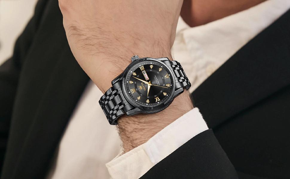 OLEVS Classic Men's Watches Stainless Steel Quartz Analog Date Display Waterproof Business Wristwatch with Luminous Feature OLEVS Classic Men's Watches Stainless Steel Quartz Analog Date Display Waterproof Business Wristwatch with Luminous Feature