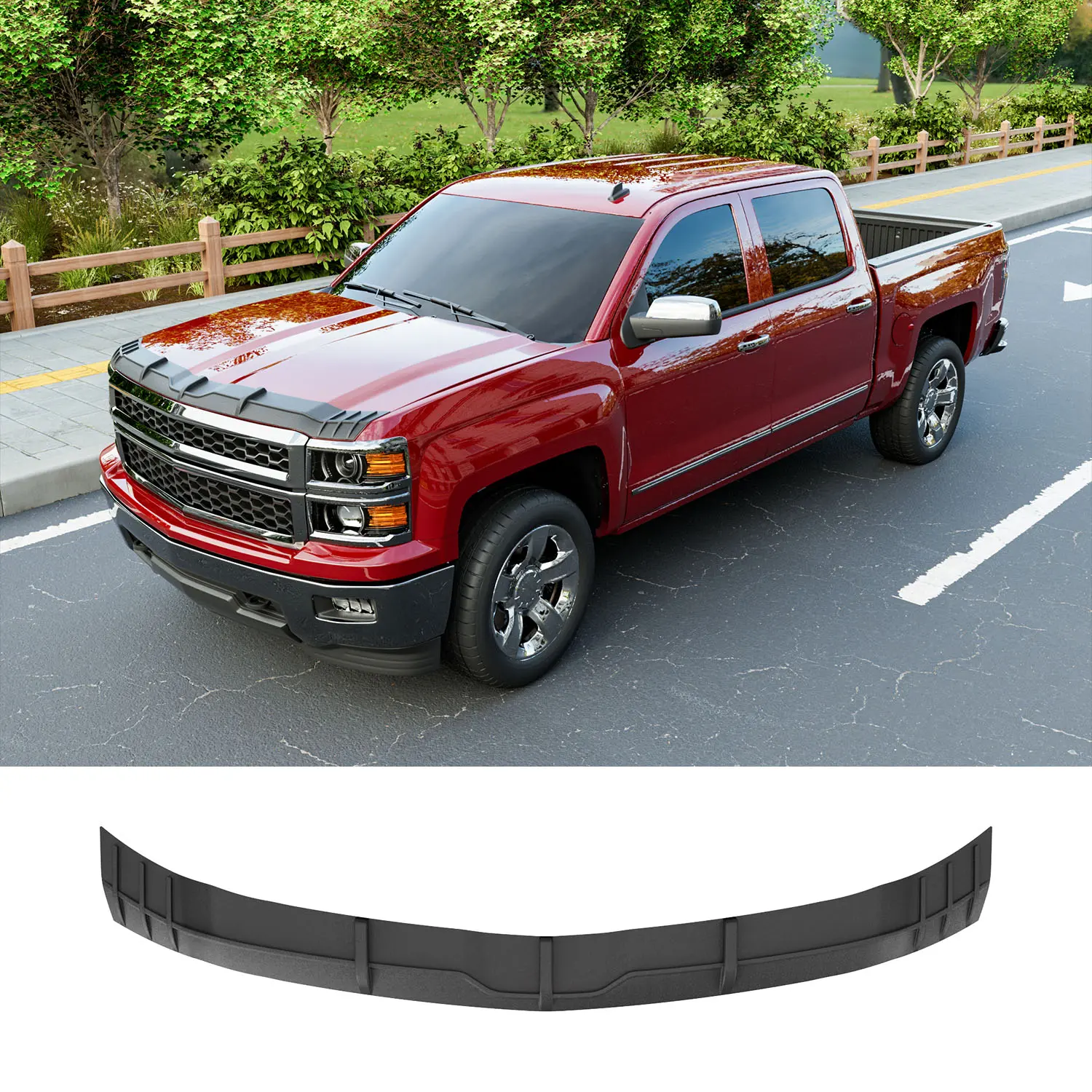[Fits 14-15 Silverado 1500]Hood Protector Compatible with 2014-2015 Chevy Silverado 1500 Deflector Upgraded TPE Shield Hood Deflector Replacement for 2014-2015 Chevy Silverado 1500 Accessories