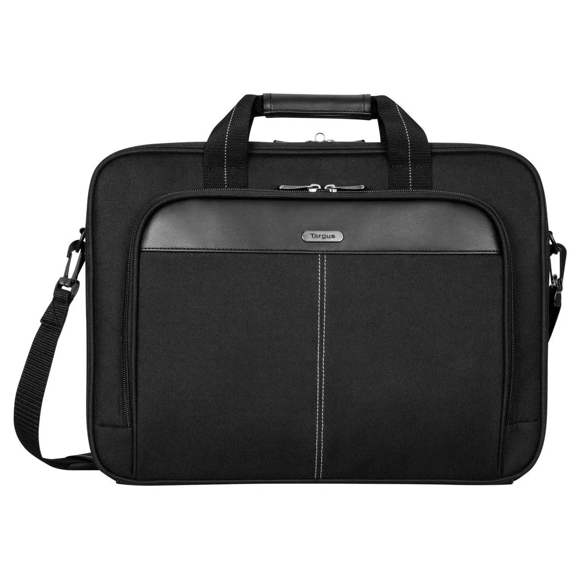 Targus Basic Plain Hangable Business Briefcase for Men - 15-16” Classic Slim, Adjustable Shoulder Strap, Fits Laptop, Black Messenger Bag (TCT027US), Casual, Durable Pu Bottom, Exterior Document Pocket, Lightweight