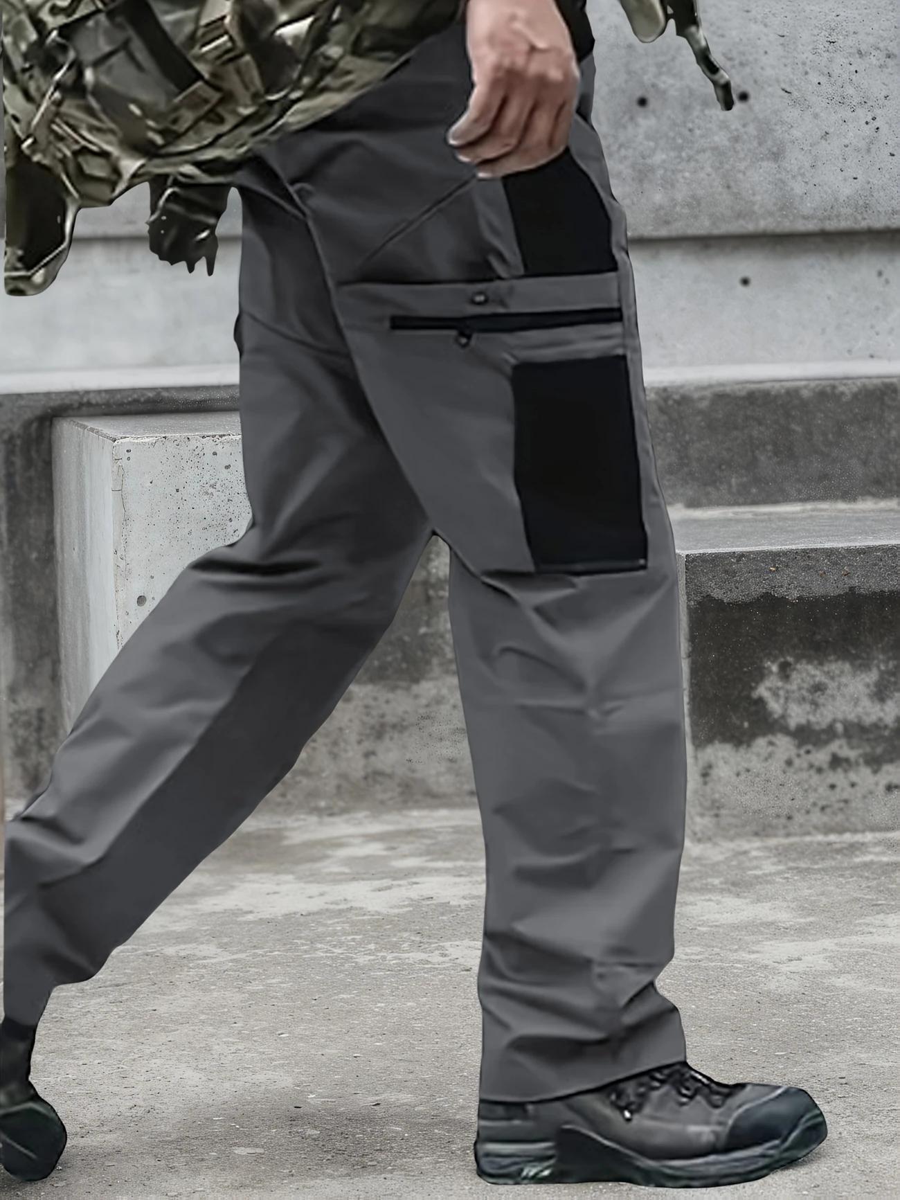 HOMUG Men's Solid Color Tactical Work Pants,230g/m&sup2; new fabric，with Multiple Pockets and Zipper Closures, Durable Outdoor Training Pants, Available in Multiple Colors, Fishing, outdoor activities, work, hiking, camping，Suitable for Spring and Autumn Wear.
