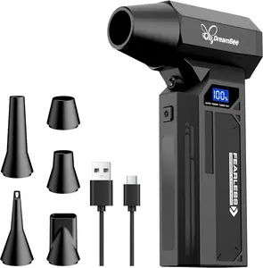 Portable Compressed Air Duster 150000 RPM with LED Light,  Blast Away Debrisfrom PCs, Car AC Vents & Seat CornersFurniture, Yard Leaves & Pet Hair. High-SpeedHandheld Blower with Brushless Motor.