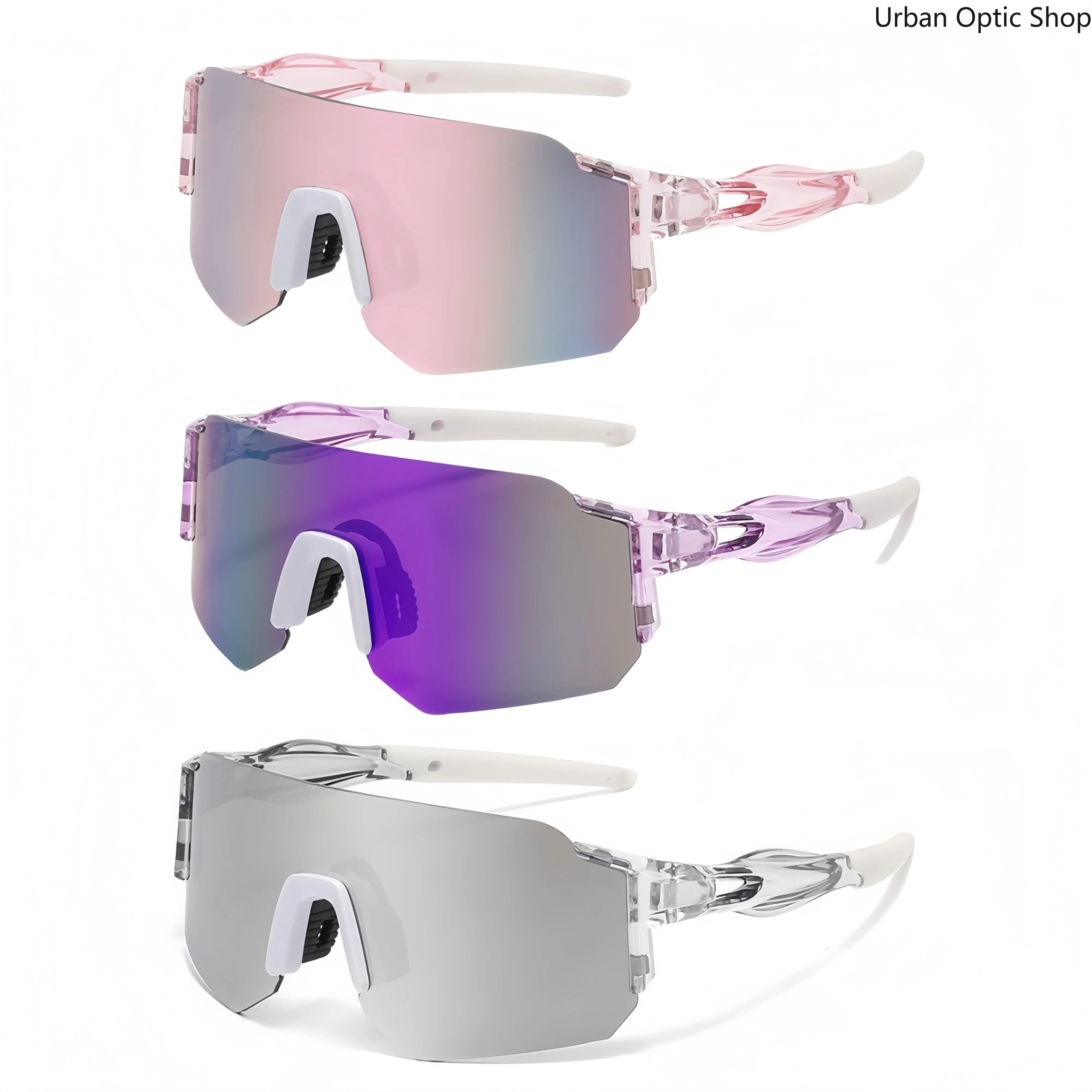 Wraparound Sports Eyeglasses - Men's & Women's 3-Lens UV400 Sun Protection Eyewear, Windproof Mountain Bike Glasses, MTB Sunglasses for Outdoor Cycling, Fishing, Outdoor Cycling Eyewear, Uv400 Glass, 3-Lens Sports Eyewear