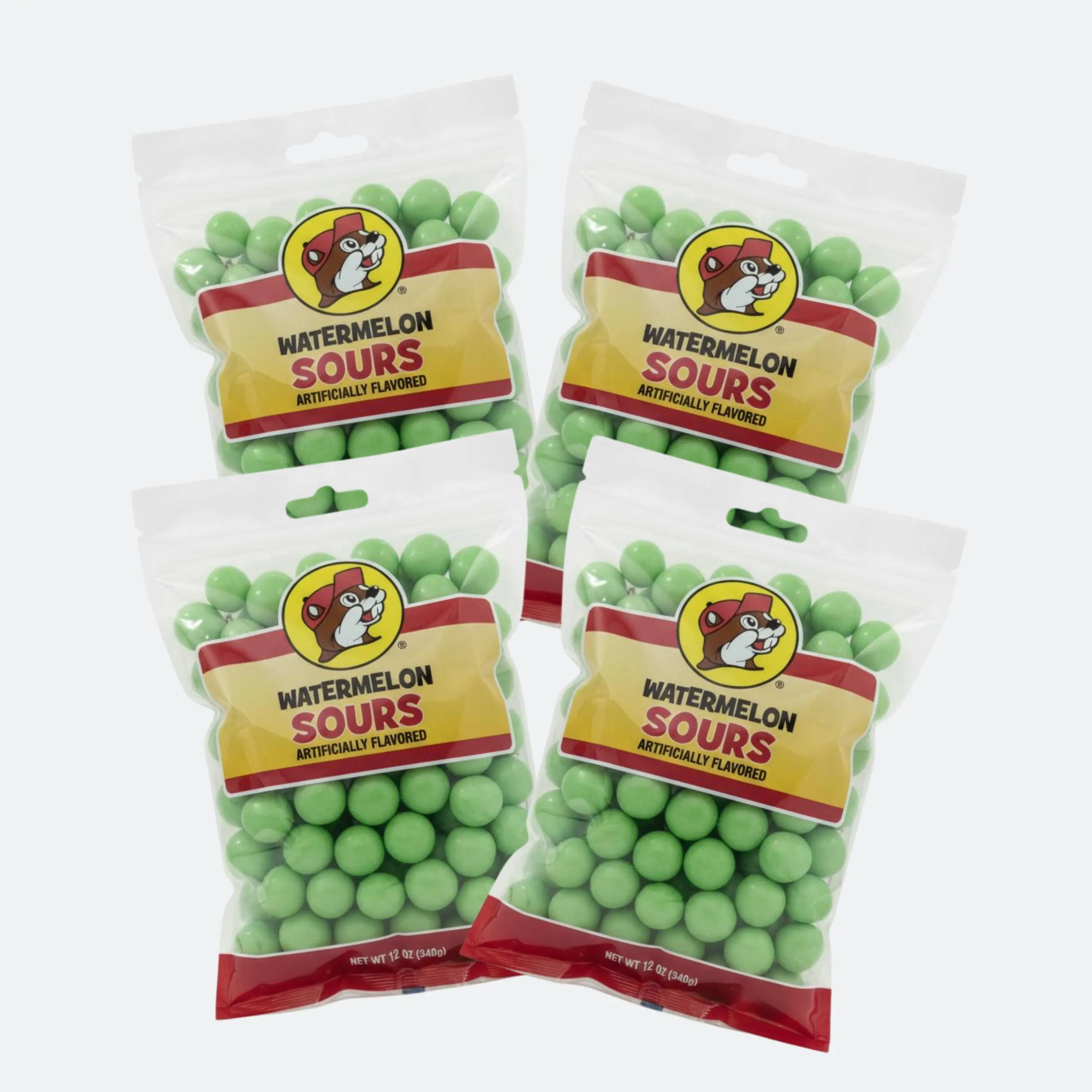 Buc-ee's Watermelon Sours Chewy Gummy Candy - Zesty Tangy Edge, Sweet Sugar-Free Soft Texture, Artificial Flavor for Snacking & Party Favors (US)