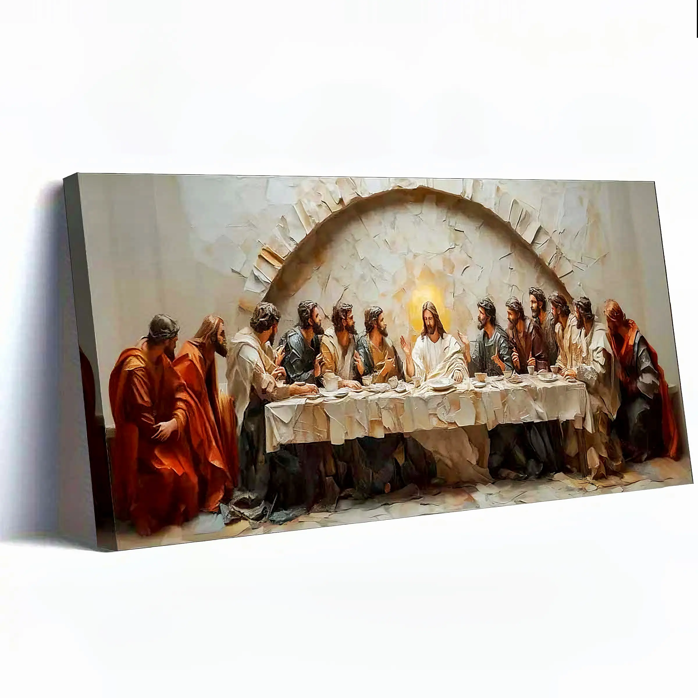 Large Framed "The Last Supper" Biblical Themed Wall Art Canvas Print - HD Print, Christian & Faith Message Graphic Wall Arts, High-Quality Indoor Decor, Mounted on Wrapped Pine Wood Frame, Ready-to-Hang, Christian Message Graphic Wall Arts
