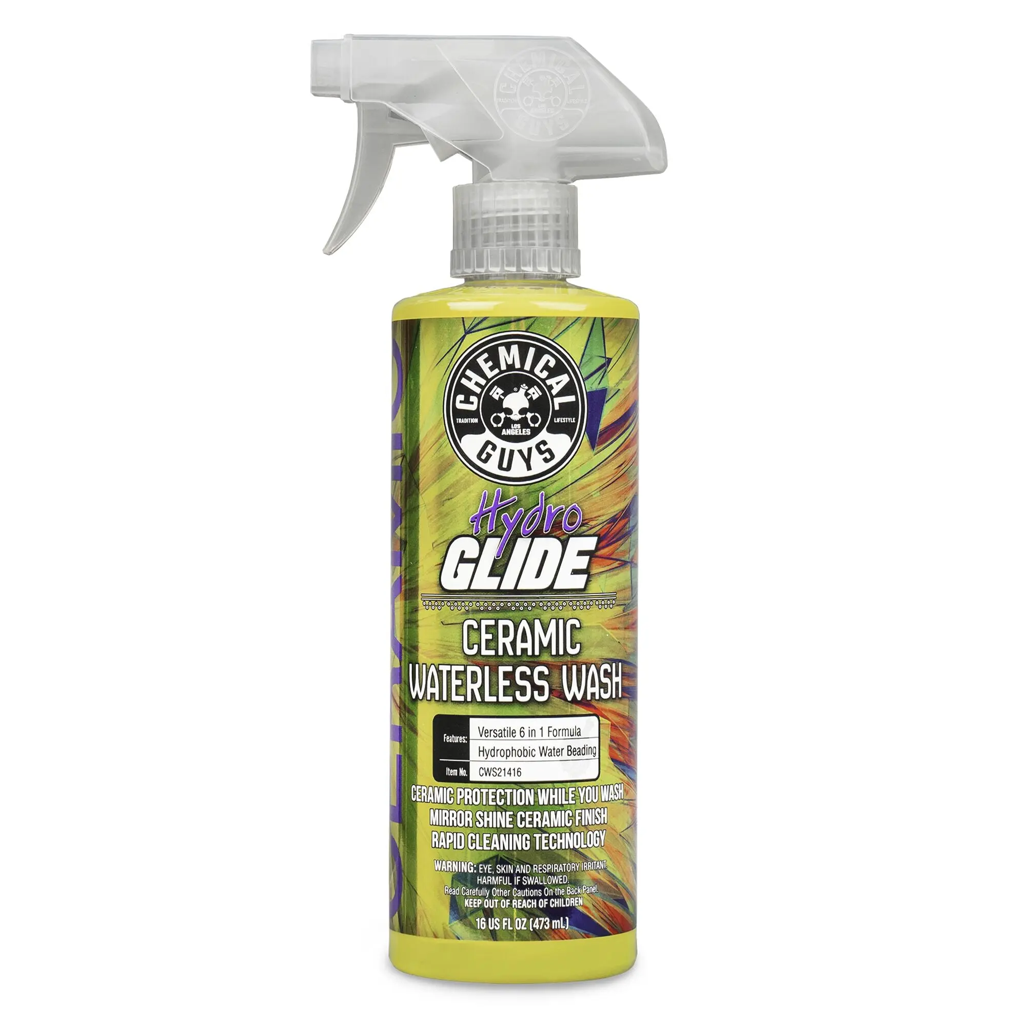 CHEMICAL GUYS HydroGlide Ceramic Waterless Wash – 6‑in‑1 No‑Hose Spray That Cleans, Shines, Adds SiO₂ Ceramic Protection & Hydrophobic Water‑Beading Finish on Paint, Glass, Chrome, Plastic & Rubber, Ideal for Quick Spot Detailing & On‑The‑Go Use