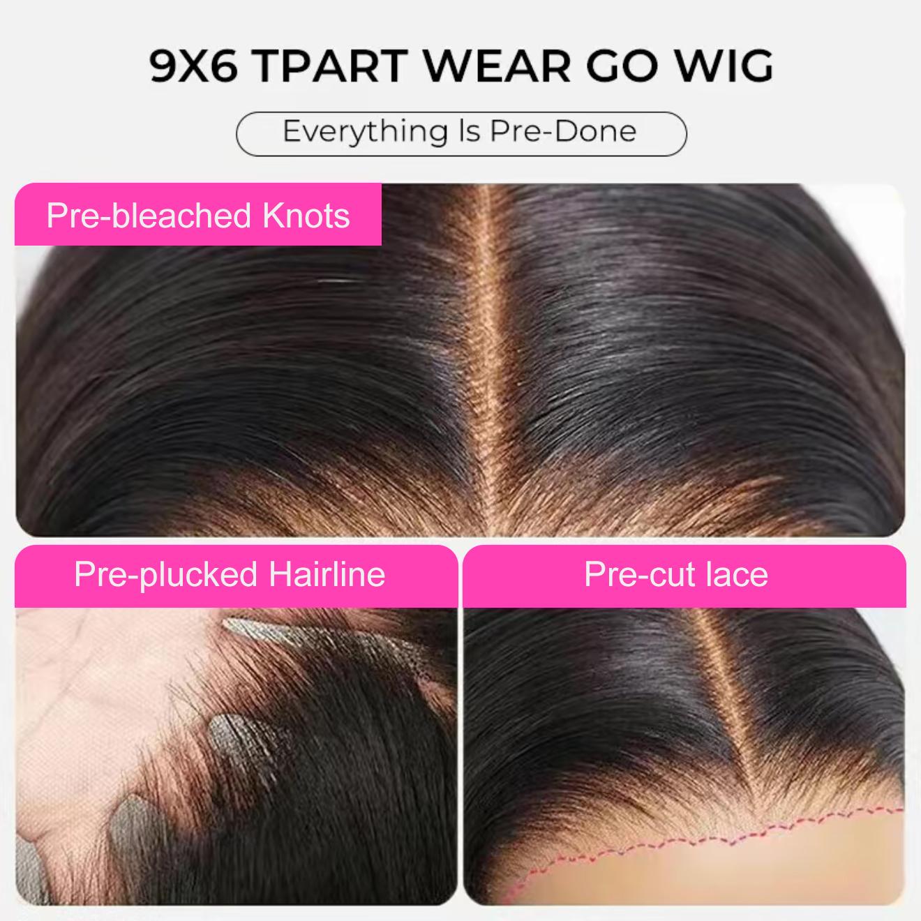 [New In] BGMgirl Wear Go 9x6 TPart Layered Cut Bob Yaki Straight Pre Everything Pre Bleached Knots Wear Go Pre Plucked HairlineWig Lace Draw-String Glueless Human Hair Wig eve valentines day gift