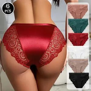 6pcs Women's Lace Panties Set,Soft & Breathable Underwear, Stretchy & Durable,Ultra Soft Comfort Fit Briefs - Womenswear SpringStatements,Lingerie S-XL Everyday Everyday