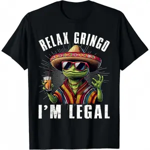 shirts - Cotton Short Sleeve Relax Gringo I'm Legal Mexican Lizard Funny T-Shirt for Men Women - designer hoodies