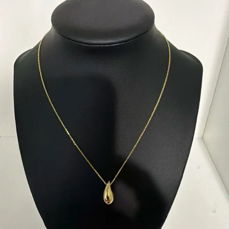 14k Gold Adjustable Jumbo Teardrop Pendant Necklace, 16in to 18in Length