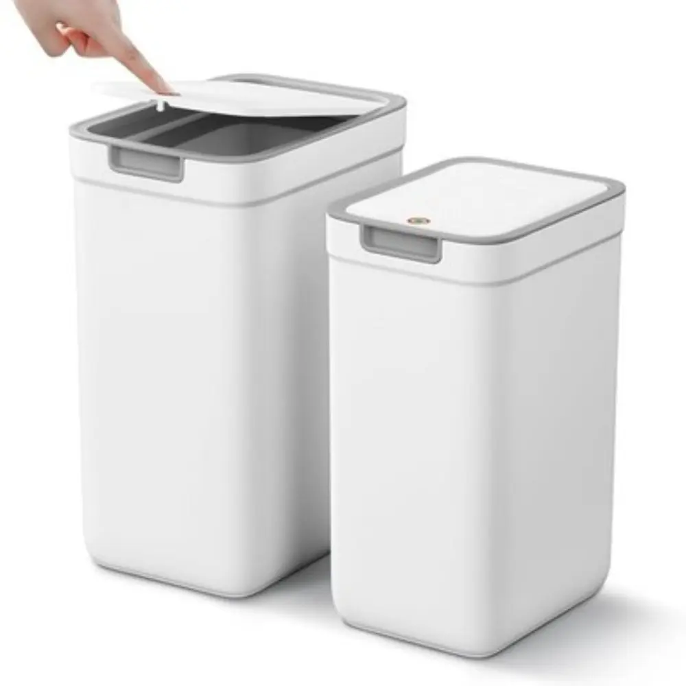 New Garbage can with pop-up lid, small trash can, ultra-thin trash bin trash basket - white