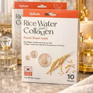 Rice Water & Collagen Facial Sheet Mask Set – 10 Korean Face Masks for Hydrating & Glowing Skin | For All Skin Types