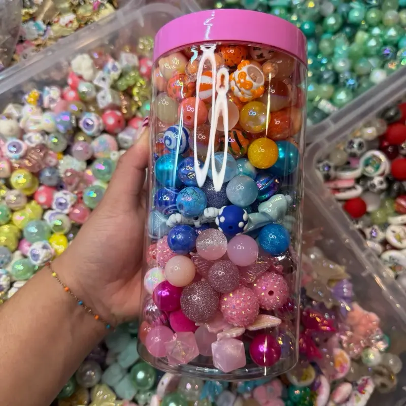 Bead Jar 1000ml and 500ml of Assorted Colors Beads Mix 1000ml Bead Jar for Crafting and Jewelry Making