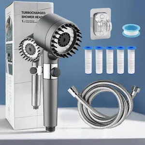 3-Setting Handheld Shower Head with Massage Function & Water Boost - Comes with 5 Filter CartridgesVelvet Bloom15