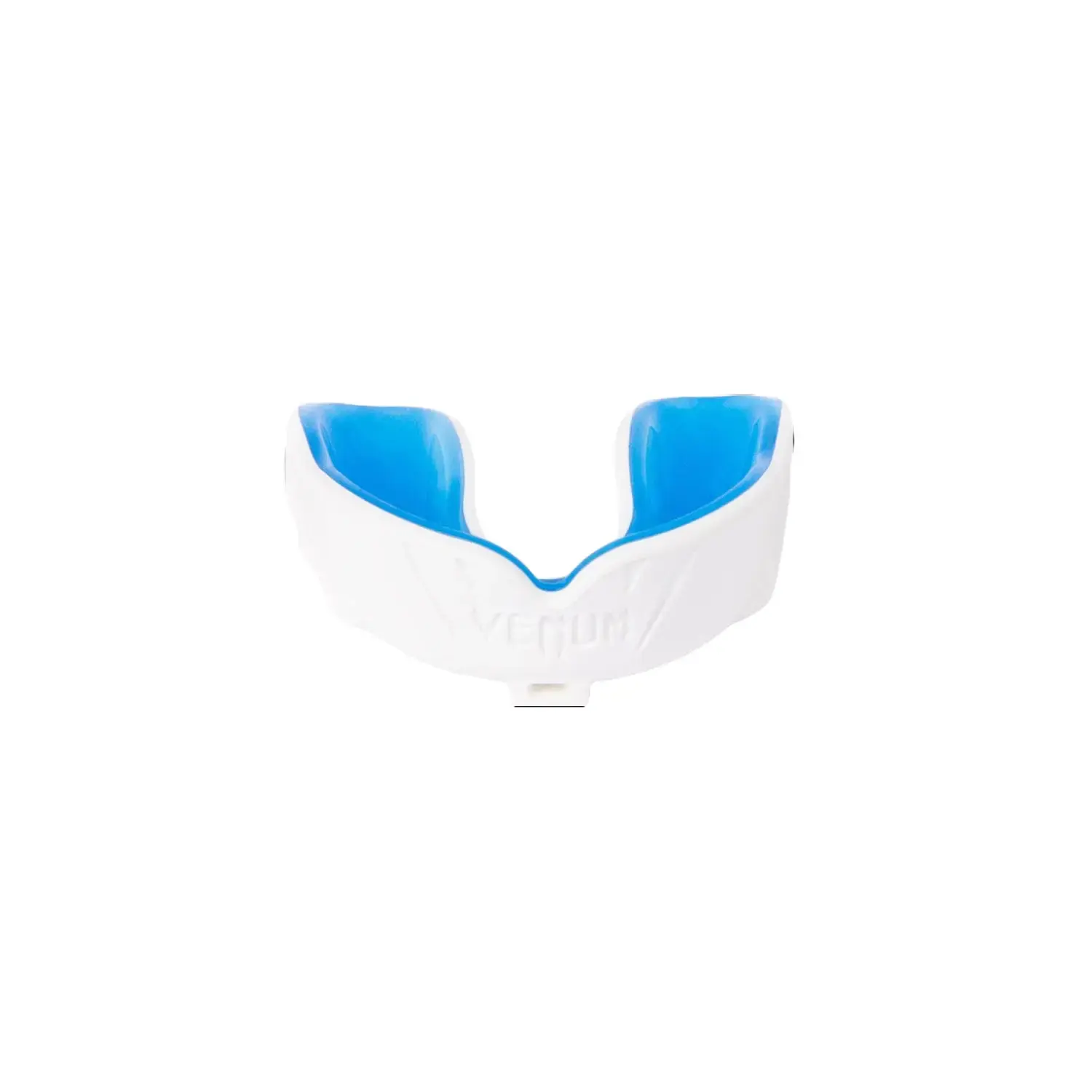 Venum Challenger Teeth Mouthpiece Protective Gear - Boxing Accessories, Gel Frame, Convertible Strap Included, Strap/Strapless Design, White/Blue, Custom Fit, Shock Brake, Breathing Channel, Protection
