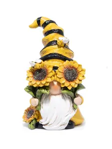 Hodao Spring Bumble Bee Gnome Figurine - Cute Garden Decor with Sunflower Accents, Yellow Bee Statue for Spring Home Table Decor, Unique Gifts for Nature Lovers