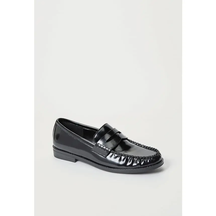 JUST FAB Women's Chic Eco Leather Loafers - Affordable Flat Footwear, Round Toe Slip-On, 1-in Heel for Office & Daily Commuting BackToSchool,shoes for back to school,back to school shoes