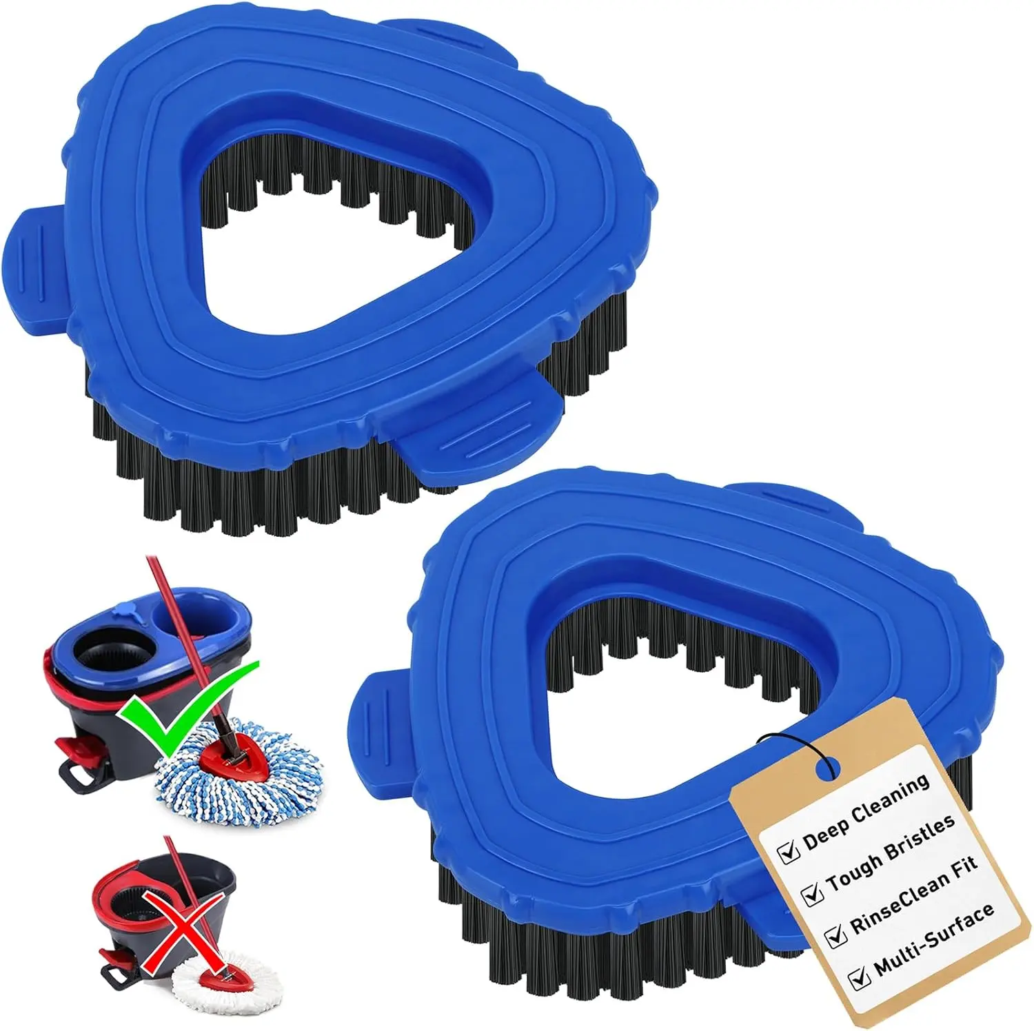 For O-Cedar Rinse Clean 2 Tank System Spin Mop Scrub Brush Head Replacement O cedar Scrub Brush Attachment 2 PC Scrubber Mop Head for Bathroom Kitchen cleaning supplies and tools,household essentials,housekeeping cleaning supplies