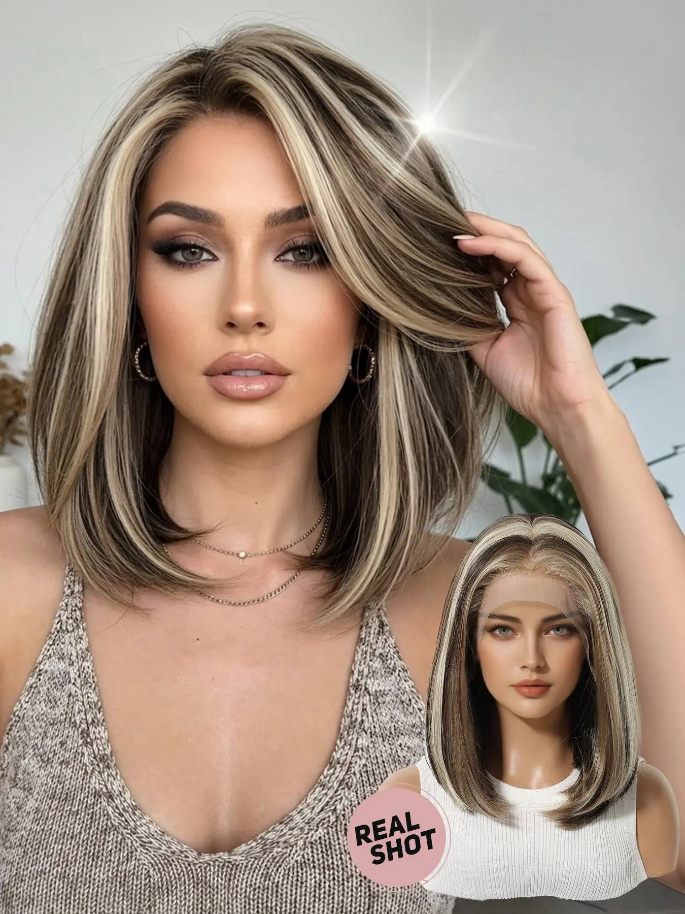12-Inch Piano Color Lace Wig, Premium Synthetic Wigs, Heat-Resistant Synthetic Fiber, Realistic Hair Texture, Short Curly Wig for Parties and Daily Wear, Natural Looking Wig, Curled Wig