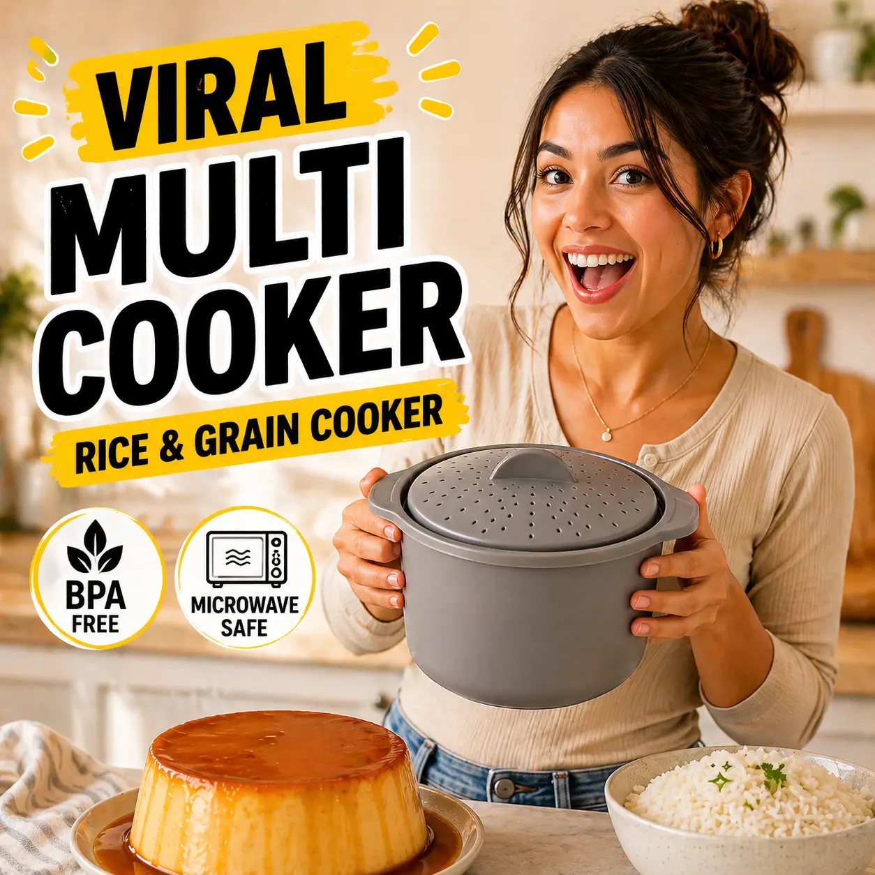 BPA-Free Smooth Cookware Pot - Universal Pot for Rice Cooker, Flan Making, Lazy Meals, Compact Small Space Kitchenware