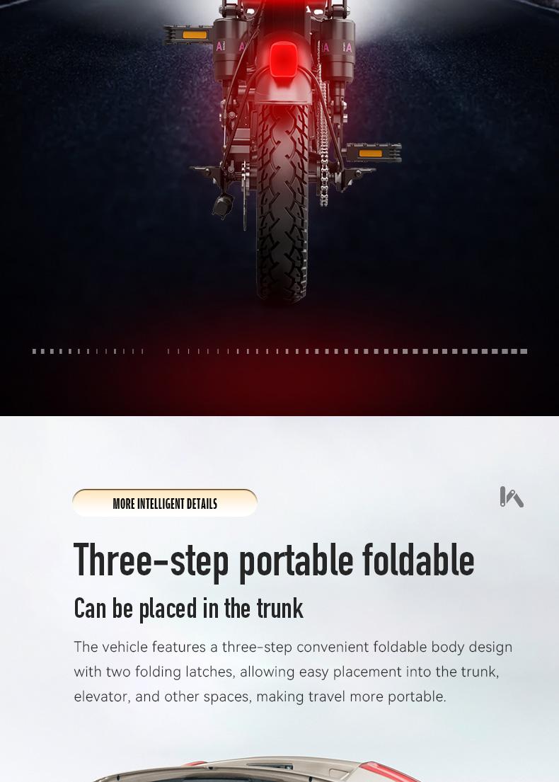 Black Technology Electric Folding Bicycle 500W Motor 48V 15Ah Battery 100Km Range Dual Disc Brakes 16 Layer Shock Absorption Ebike for Adults High Speed UL2849 Certified - Wheel Pedals SpringStatements