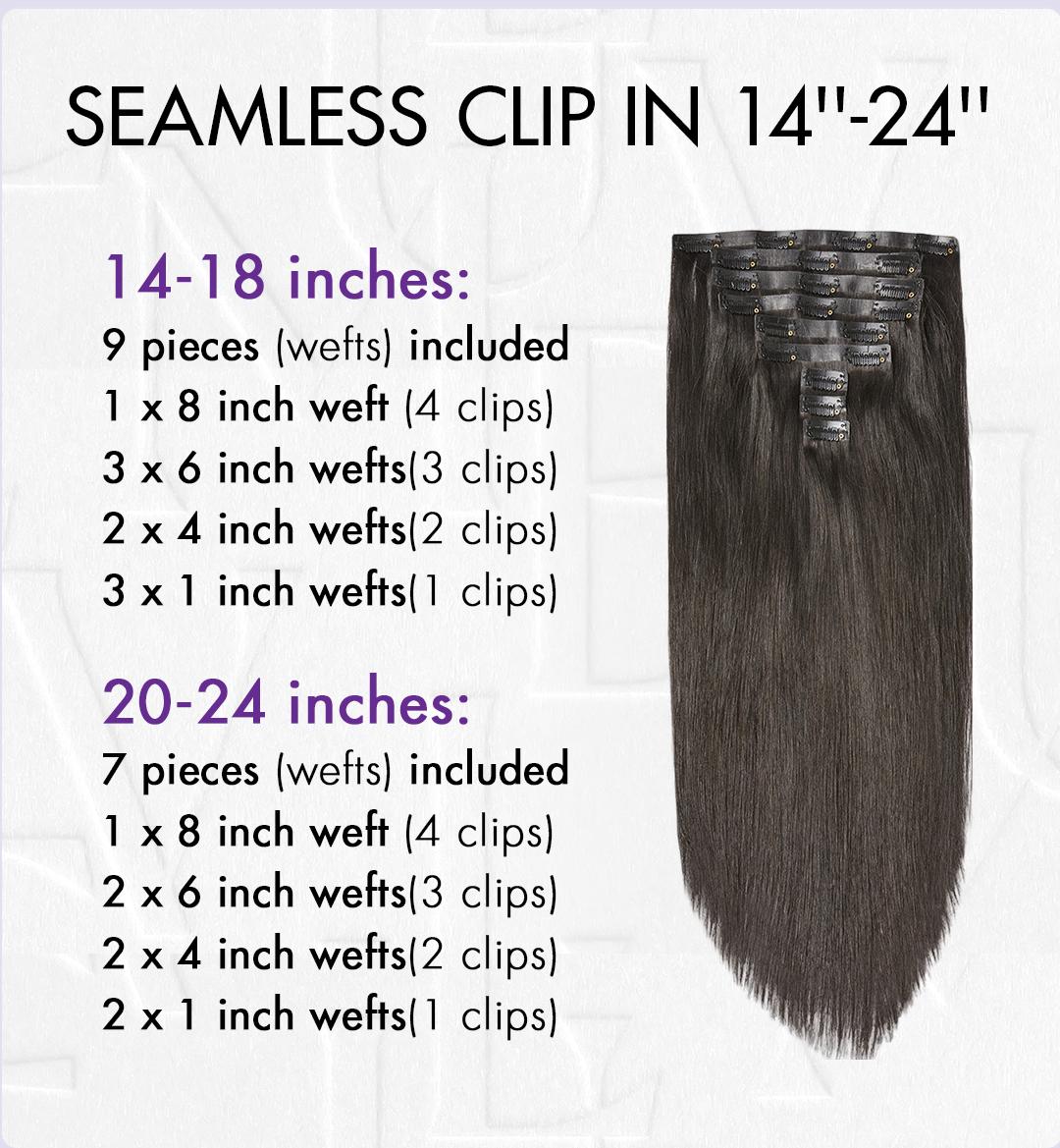 LUVME 100% Virgin Human Hair Extensions Seamless & Invisible Edge Straight, Body Wave, Kinky Curly, Yaki Straight Clip-In