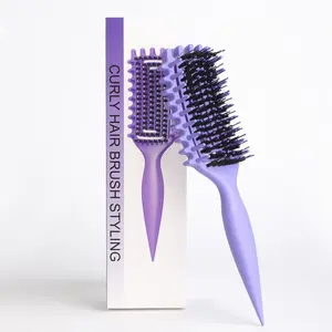 Upgrade version】5-in-1 Curl Brush: Smooth, Frizz-Free Hair. Vent Design for Easy Detangling & Styling. Less Pulling. For Men & Women, Wet or Dry Hair.