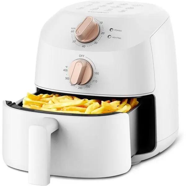COMFEE' Corded Compact 2.1-Quart Mini Air Fryer - BPA-Free, Auto Shut-Off, Compact Fit for Small Kitchens, White, Modern Home Decor