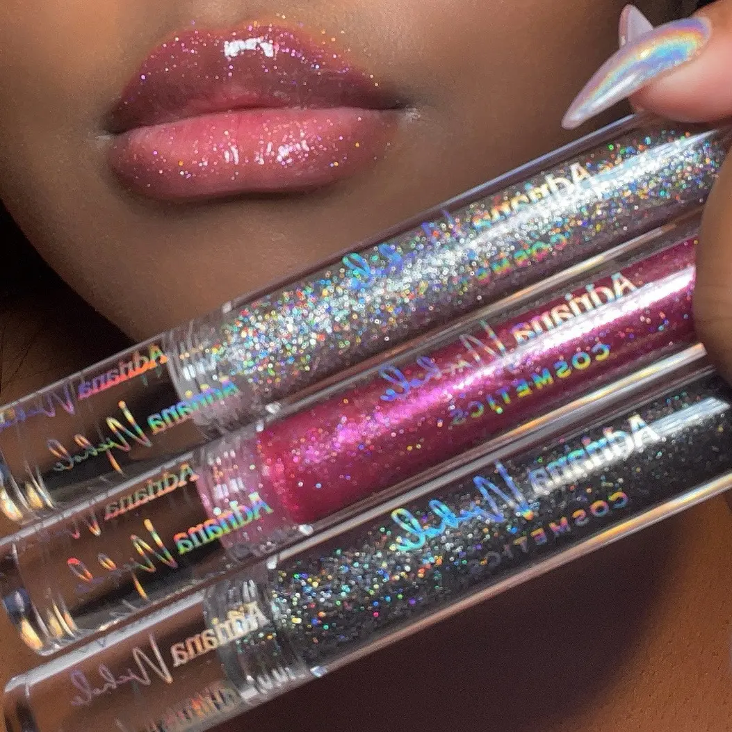 Holographic Lip Gloss by Adriana Nichole Cosmetics, Hydrating Moisturizer Iridescent Shimmer Gloss Makeup for Lips