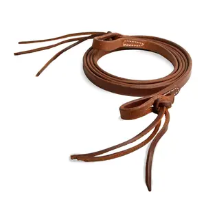 Jeffers Poplar Head Saddlery Oiled Harness Leather Pineapple Knot Roping Rein, 5/8" x 7'