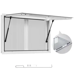 Concession Window 36x24 in - Aluminum Alloy Service Window for Food Trucks and Trailers, Up to 85-Degree Stand Serving Window With Two Sliding Windows, Awning Door, Drag Hook, Heavy Duty Construction for Concession Trailers
