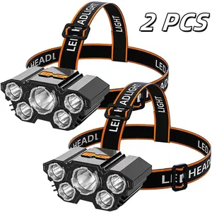 2-Pack Led Headlamp, Usb Rechargeable Waterproof Headlamp for Exploration, Outdoor Camping Supplies, Camping, Camping Essentials,Outdoor Headlight