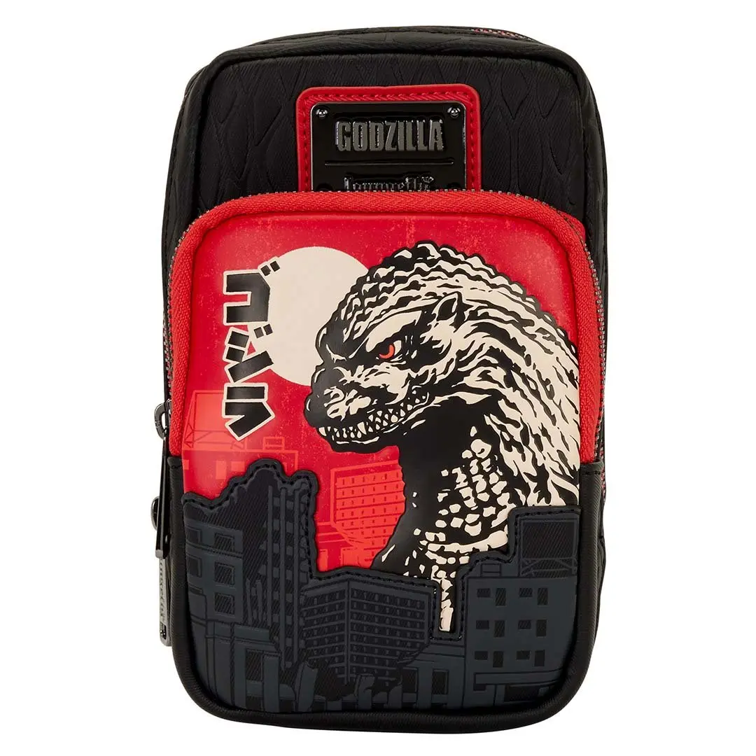 Loungefly Toho Godzilla Graphic Crossbody Bag for Women, Casual Neoprene Shoulder Purse with Debossed Scales and Detachable Coin Bag, Casual Shoulder Purse, Crossbody Bags
