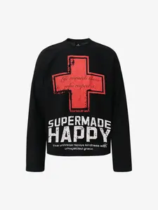 Thesupermade Street Cross Lettering Print Long-Sleeved T-Shirt