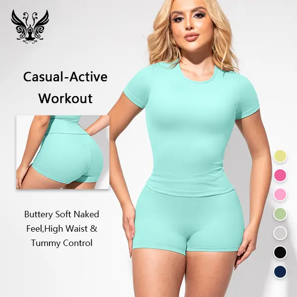 YIZHEN Women's High Waist Sculpting Workout Set - Seamless 2-Piece Active Wear for Gym Yoga Pilates & Lounging - Soft Touch Fabric 4-Way Stretch Moisture Absorption Quick Dry Ultra Elastic Sporty Set Gym Yoga Clothing Yoga Outfits outdoorfun Gym Sportswea