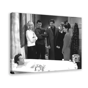 Friends Tv Series Poster, Friends Funny Bathroom, Funny Bathroom Wall Art, Black And White, Toilet Print, Restroom Decor