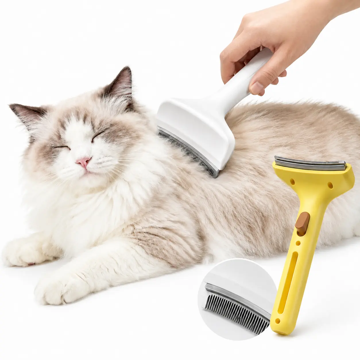 Pet Grooming Tool for Dogs & Cats, Deshedding Comb, Pet Hair Remover, Fur Removal Brush, Dematting Comb for Long Short Hair & Daily Coat Care