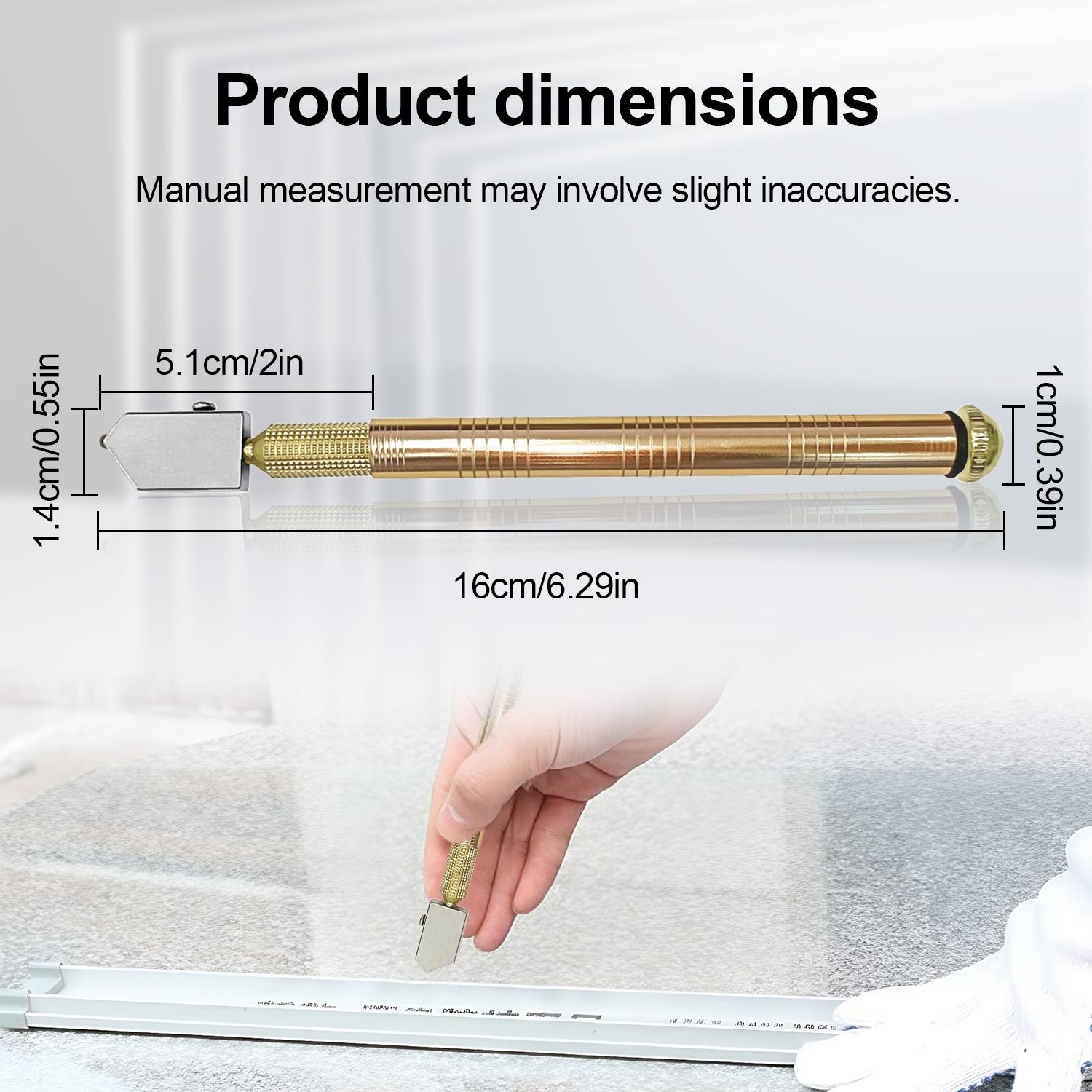 Glass Cutter with Diamond Head & Steel Blade for 3-15mm Glass, Anti-Slip Handle Tool for Precision Cutting Work Professional Cutter for Thick Glass Mosaic and Tiles - Pencil Shape & Design, Ideal Gift