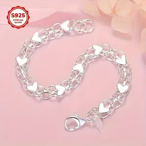 S 925 Sterling Silver Bracelet - Hypoallergenic, Durable & Perfect For Couples, Everyday Accessory|Boho Style|Hypoallergenic Bracelet bangle high appearance bracelet popular gift