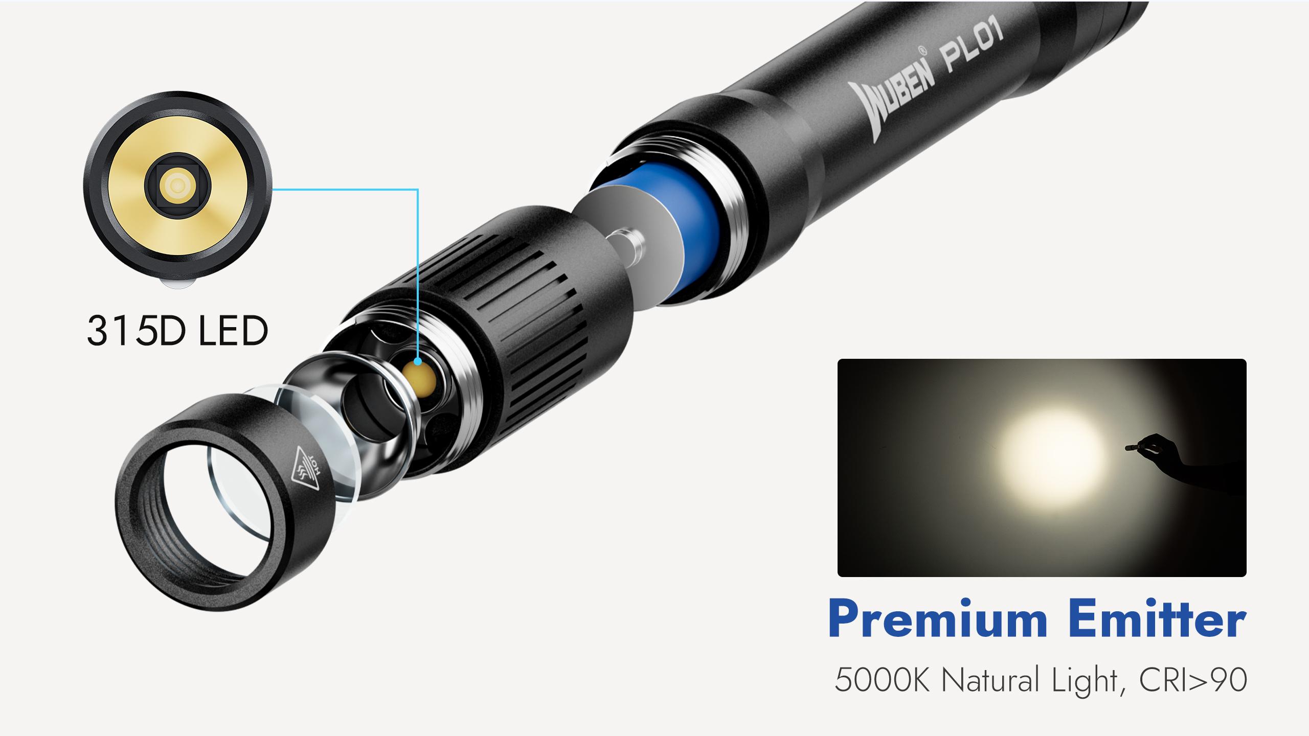 WUBEN PL01 LED Pen Light, 1–650 Lumens, CRI90+ Natural White, USB-C Rechargeable & Compatible with 2 AAA Batteries, Clip-On Torch for Tight Spaces, Police, Engineers & Medical Use, outdoorfun WUBEN PL01 LED Pen Light, 1–650 Lumens, CRI90+ Natural White, USB-C Rechargeable & Compatible with 2 AAA Batteries, Clip-On Torch for Tight Spaces, Police, Engineers & Medical Use, outdoorfun