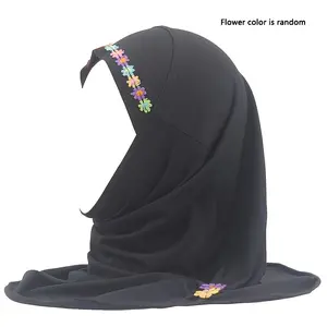 1pc Little Girls Flower Hijab, Arabian Headscarf, Suitable For 3-6 Years Old