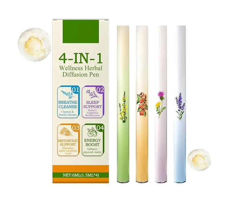 🔥 HOT SALE 51% OFF  Mullein Herbal Diffuser Pen, Natural Aromatherapy Air Inhaler Stick with Mullein Thyme Mint, Four Aroma Variety Set,Air Freshening, Relaxed Feelings, Portable Pocket Size (4 Pack)