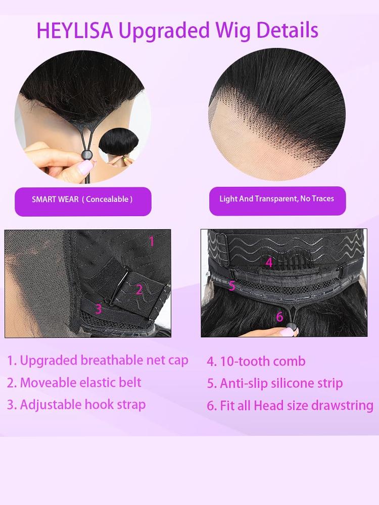 [28" Only for 95$]Body Wave 13X6 Drawstring Glueless Wig Human Hair Brazilian 13x4 Transparent Lace Frontal Human Hair Wig 6x4 Wear Go Pre Cut Lace Closure Wig Preplucked Hairline Natural Black Beauty Sponges Beauty Products