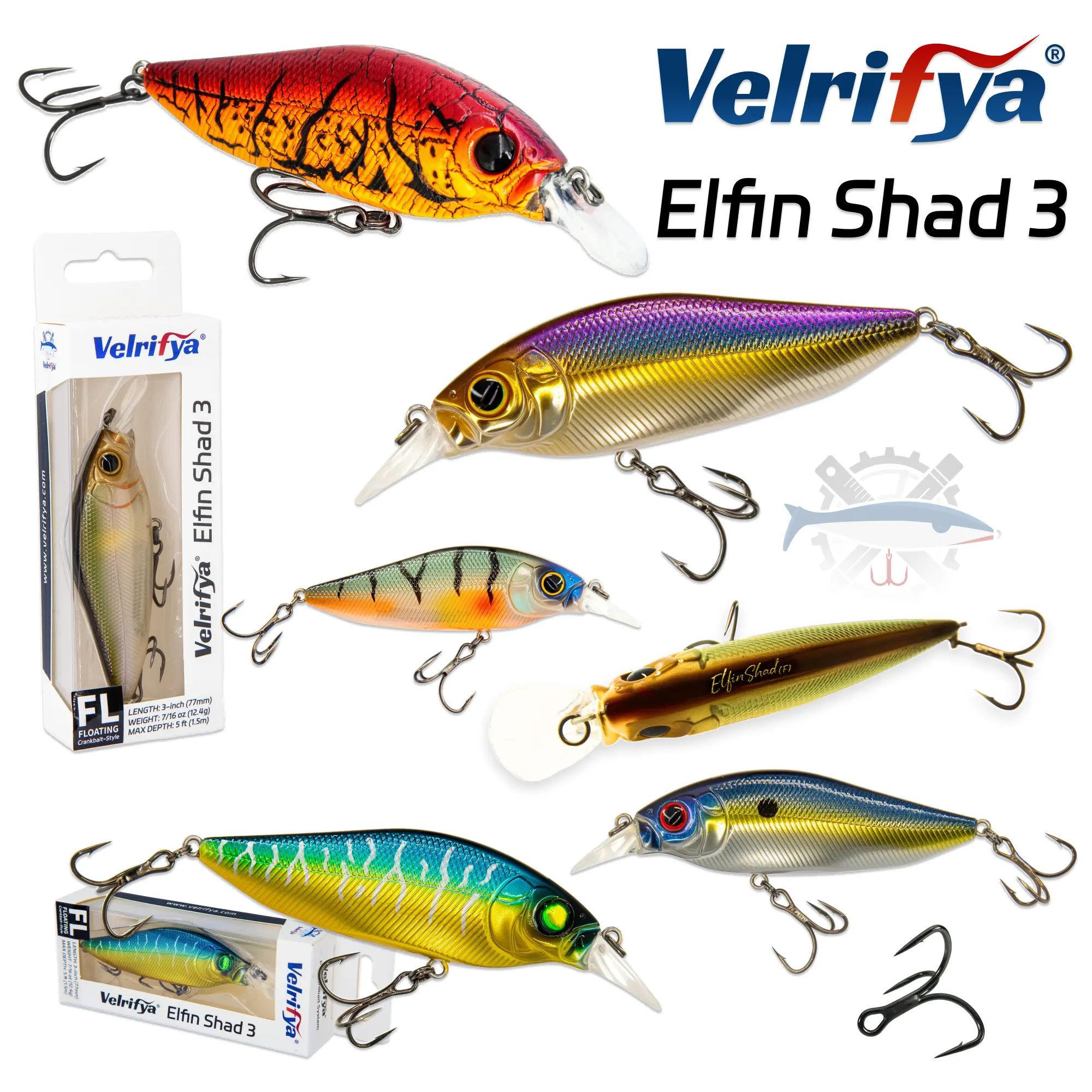 Crankbait Flat Sided Crankbaits – Medium Diving Bass Fishing Lure, Hard Bait Shad Crankbait for Freshwater simulation