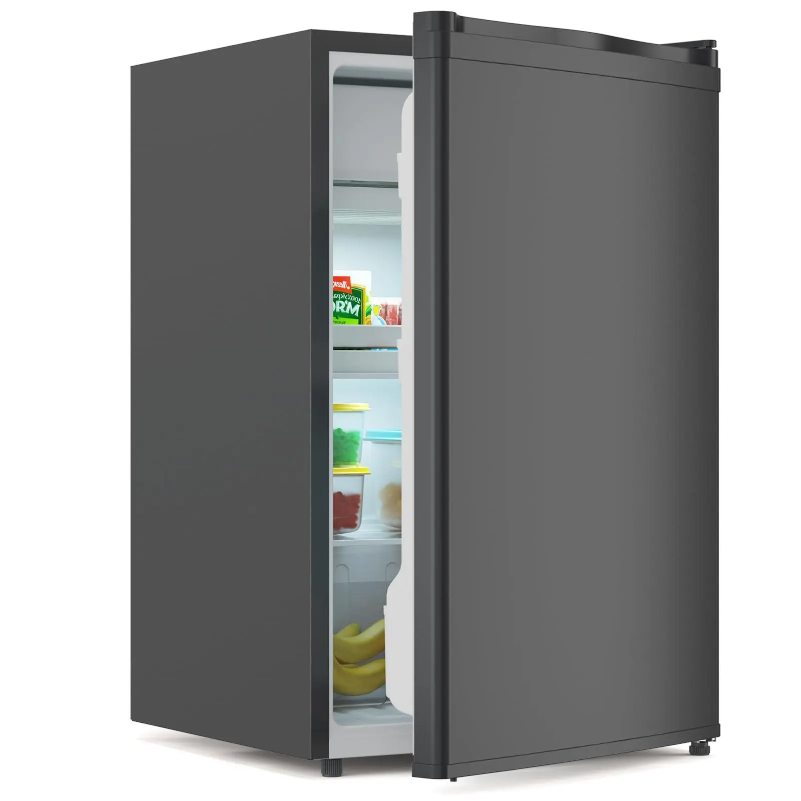 4.3 Cu.ft Mini Fridge with Freezer, 122L Compact Single Door Refrigerator for Bedroom Office Dorm RV, Adjustable Temperature, Reversible Door