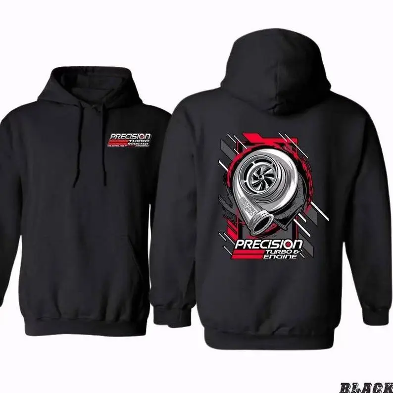 Men's Turbo Car Graphic Cotton Menswear Pullover Hoodie - Long Sleeve Casual Automotive Streetwear Top, JDM Racing-Inspired for Car Enthusiasts (Unisex Fit), Black