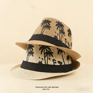 Men's Printed Coconut Tree Top Hat, Summer Sunshade and Beach Hat, Stylish and Versatile, Unisex