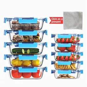 10 PC  Glass Food Storage Containers with Lids - Airtight & Leakproof - Microwave/Oven/Freezer Safe - BPA Free - Ideal for Meal Prep, Storing Leftover & Lunch conteiner ware nontoxic Stackable Set box snackle storage box portable kitchen easy-snap
