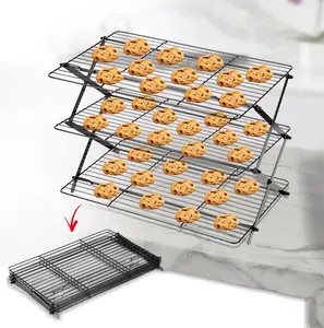 3-Tier Collapsible Cooling Rack Expandable & Collapsible Cookie Cooling Wire Rack Baking Rack Foldable Cooling Racks For Baking Premium Quality And Sturdy Legs Ideal For Baking Supplies