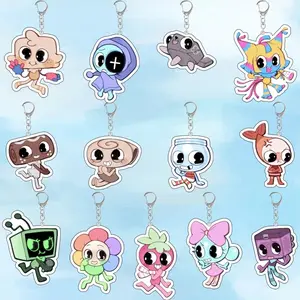 Dandy's World Keychains, Roblox Keyring, Cosmo Finn Astro Sprout Vee Dandy Yatta Shrimpo Pebble Acrylic Keychain – Cute Acrylic Keychain Charms, Perfect Gift for Fans & Collectors